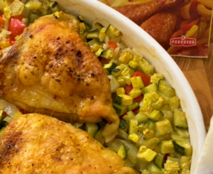 Kurczak zapiekany na ryżu